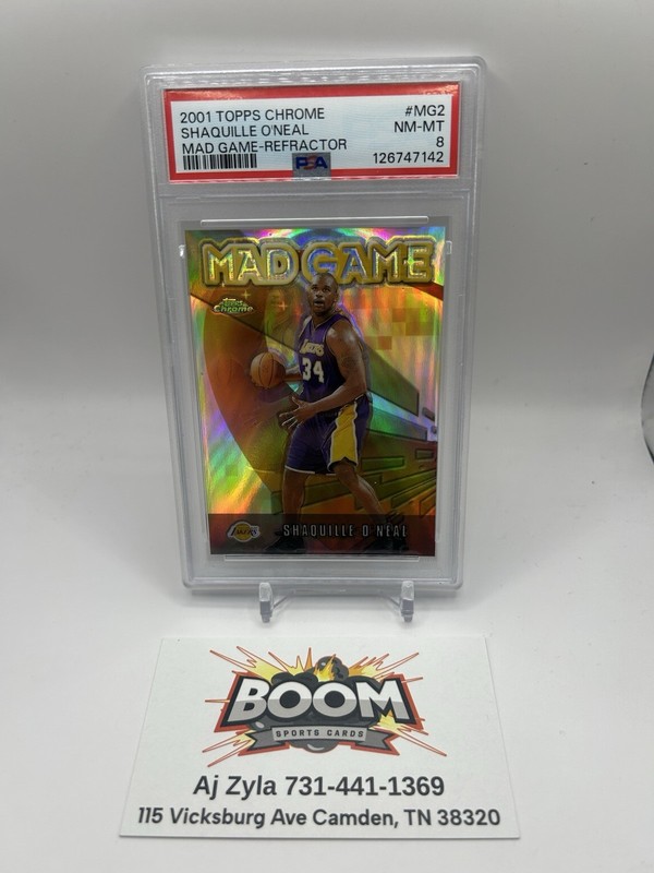 2001 TOPPS CHROME MAD GAME REFRACTOR #MG2 SHAQUILLE O'NEAL PSA 8