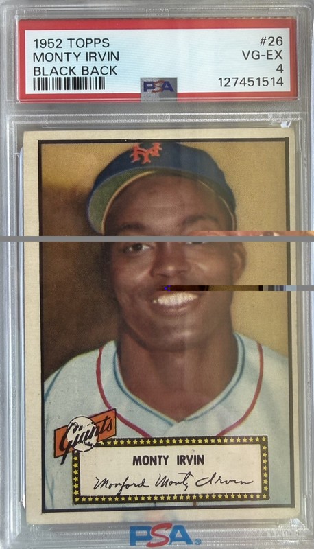 1952 Topps Set Break #26 Monty Irvin (Black Back) - PSA 4 (VG-EX)