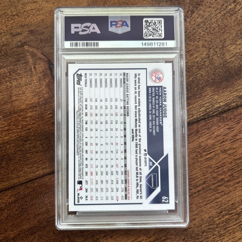 2023 Topps Chrome Pink Aaron Judge Yankees #62 PSA 10 view 2