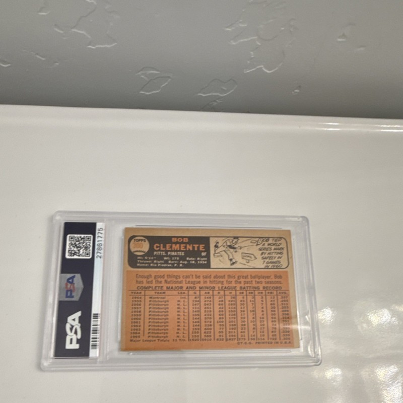 Topps 1966 Bob Clemente #300 Bob on Card PSA 5 Pittsburgh Pirates Base view 2