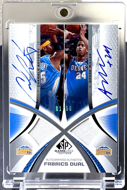 ( /50 ) Carmelo Anthony Andre Miller 2005-06 SP Game Used Fabrics Dual Auto HOF