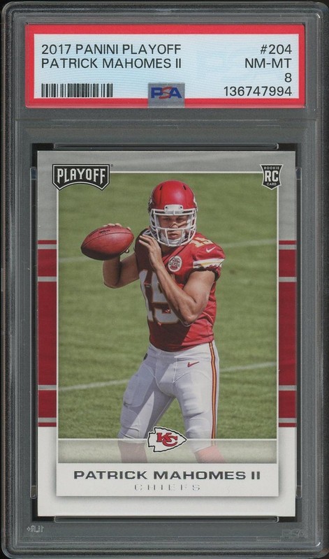 2017 Panini Playoff Football #204 Patrick Mahomes II Rookie PSA 8 (NM-MT)