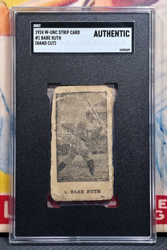 BABE RUTH 1924 W-UNC (1926 W511) Hand Cut Strip Card #1 SGC AUTH. YANKEES HOF
