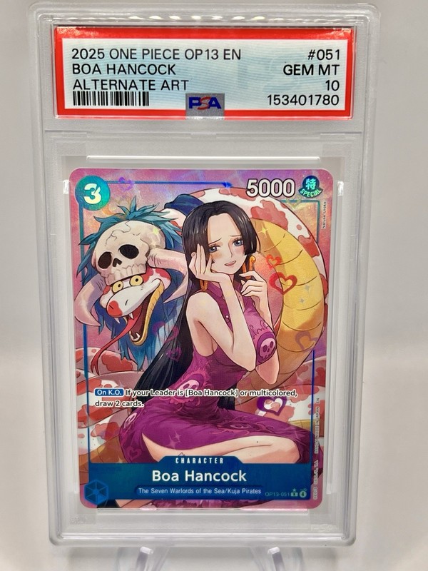 2025 ONE PIECE OP13 051 CARRYING ON HIS WILL BOA HANCOCK ALT ART PSA 10 GEM MINT