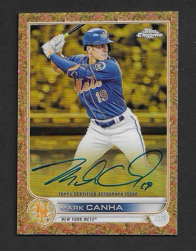 MARK CANHA 2022 Topps Chrome Gilded Rose Gold Etch Auto /25 Mets