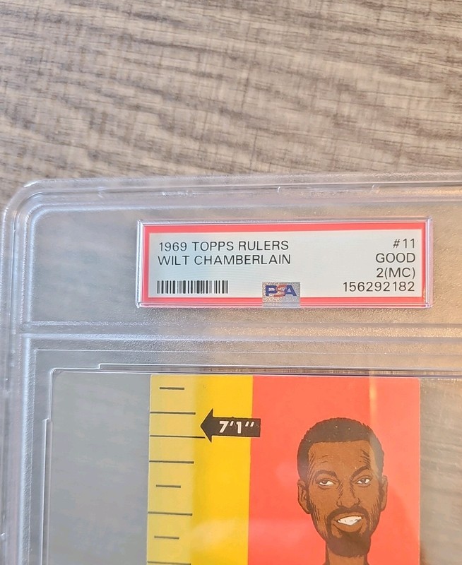 1969 TOPPS RULERS #11 WILT CHAMBERLAIN PSA 2 (MC) Brand New Case Great Color view 2