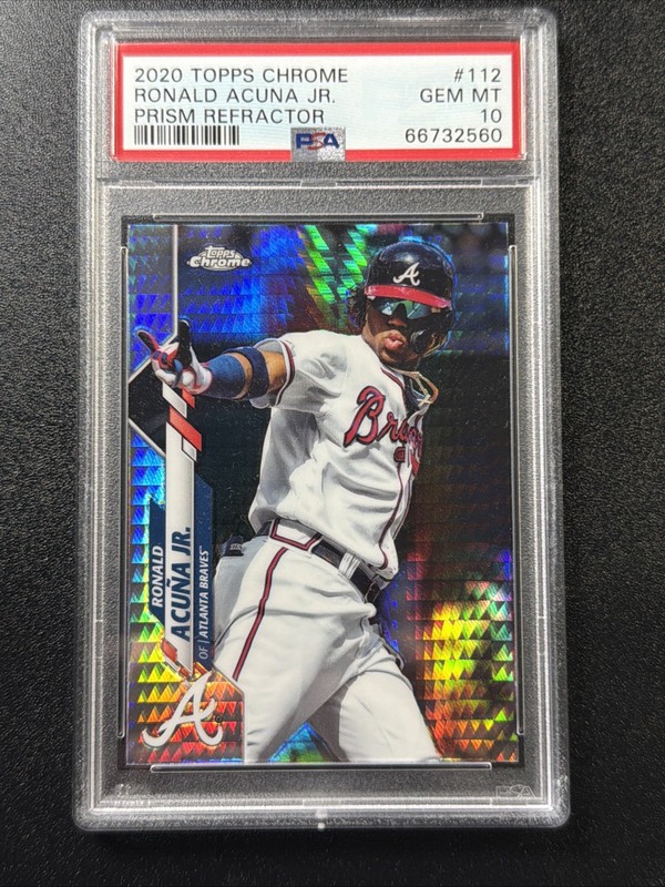 Ronald Acuna Jr. 2020 Topps Chrome #112 Prism Refractor PSA 10 Gem Mint A1