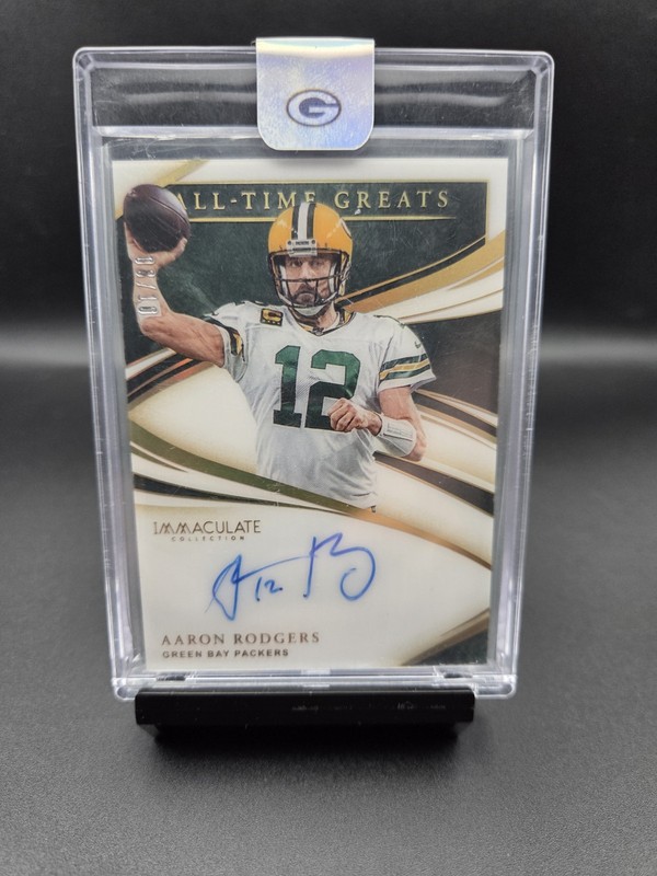 ON-CARD AUTO 8/10! 2020 Immaculate All-Time Greats Aaron Rodgers Packers