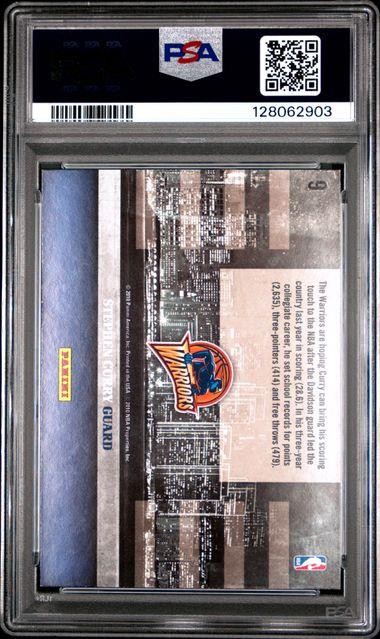 2009 Panini Studio STEPHEN CURRY Rookie Skylines #9 Warriors PSA 7 view 2