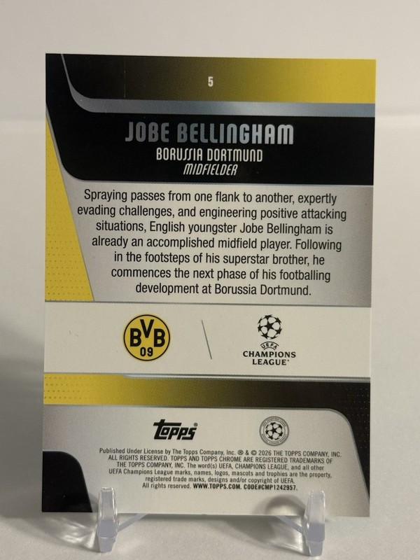 Jobe Bellingham 2026 TOPPS CHROME UEFA CC TEAL MINI DIAMOND /199 #5 BVB RC view 2