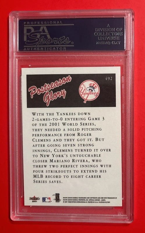 2001 Fleer Platinum MARIANO RIVERA PSA 9 Post Season Glory NEW YORK YANKEES HOF view 2