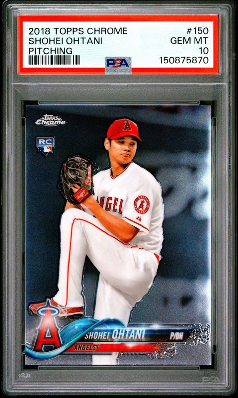 2018 Topps Chrome #150 Shohei Ohtani Rookie (RC) PSA 10 Gem Mint (870)