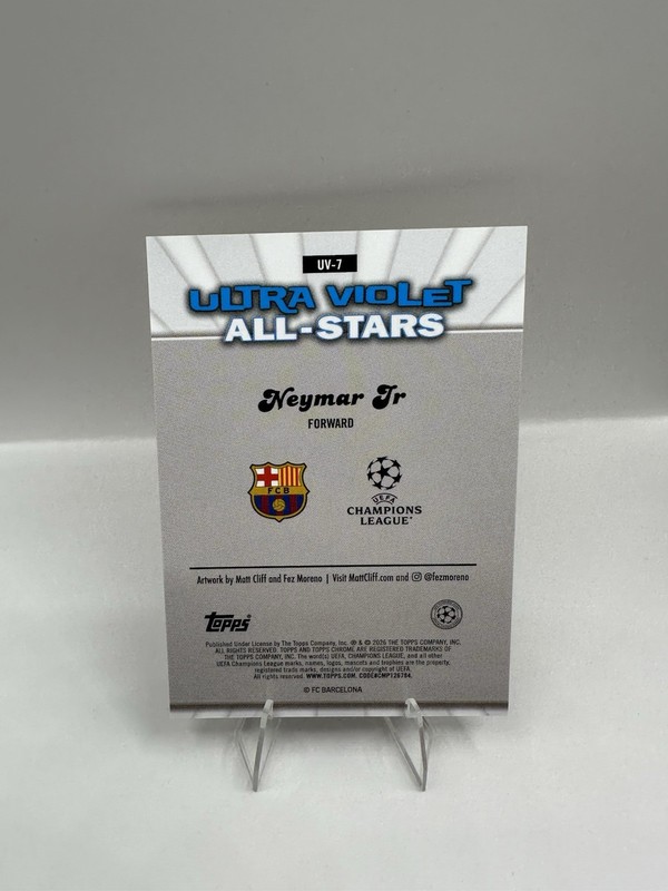 2025-26 Topps Chrome UCC Soccer Neymar Jr. Ultra Violet Allstars Case Hit SSP view 2