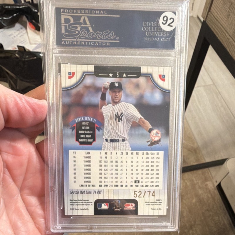 Donruss 2002 Derek Jeter Yankees Season Stat Line #3 /74 PSA 9