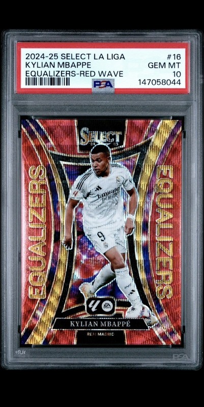 Kylian Mbappe 2024-25 Panini Select POP2 FIFA Equalizers Red Wave /49 PSA 10 #16