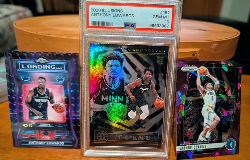 2025-26 Topps Chrome Anthony Edwards Purple Refractor Geometric /75 PSA 10 RC  view 2