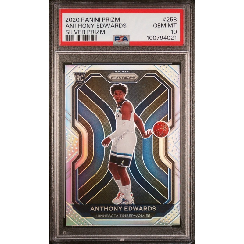 2020-21 Panini Prizm Anthony Edwards Silver Prizm True Rookie PSA 10