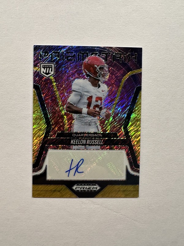 2025 Prizm Black Keelon Russell Prizmatrix Gold Shimmer Auto 1/10 Alabama