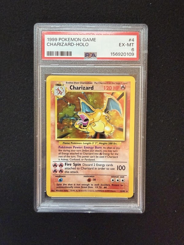 1999 Pokémon Base Set Charizard 4/102 Holo Rare Unlimited PSA 6 EX MT