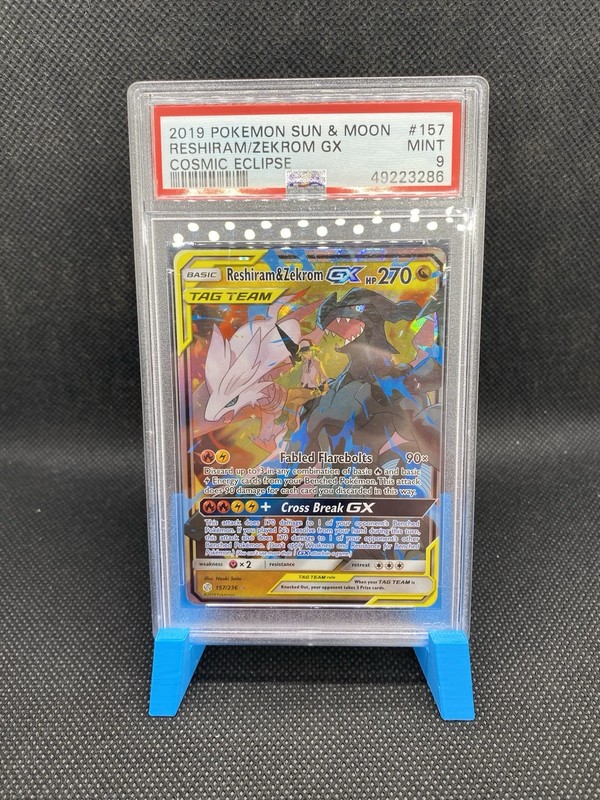 Pokémon Reshiram & Zekrom GX TAG TEAM Holo Cosmic Eclipse 157/236 PSA 9