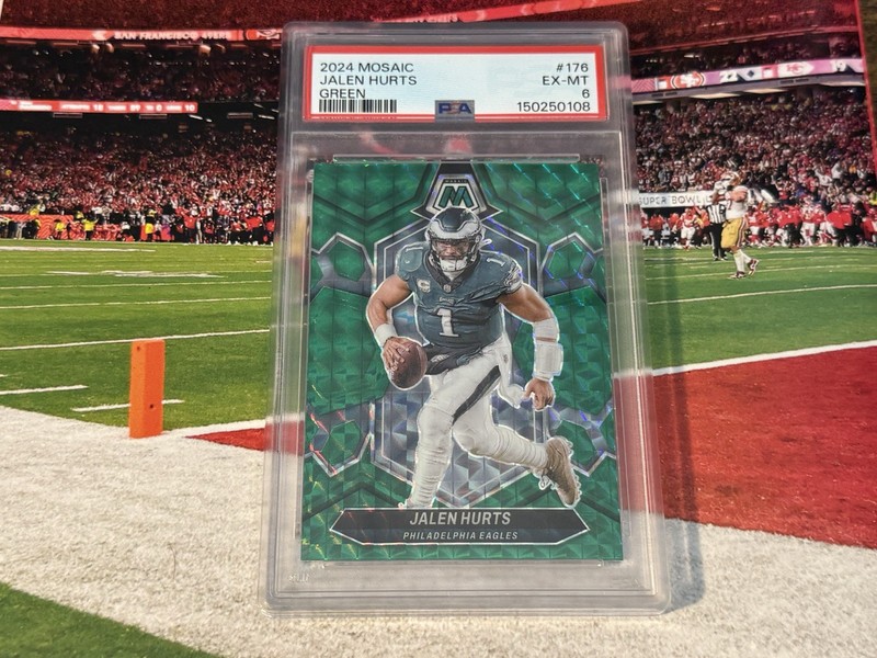Jalen Hurts 2024 Mosaic Football Green Parallel PSA 6 NFL Philadelphia Eagles