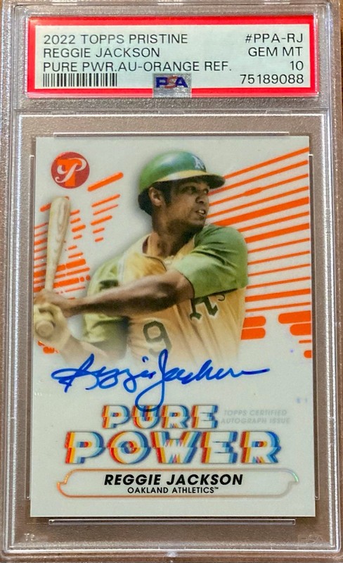2022 Topps Pristine Reggie Jackson ORANGE REFRACTOR /25 AUTO PSA 10 GEM MINT