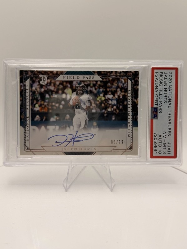 2020 Panini National Treasures - Field Pass Jalen Hurts #FP-JAH /99 psa 10 auto