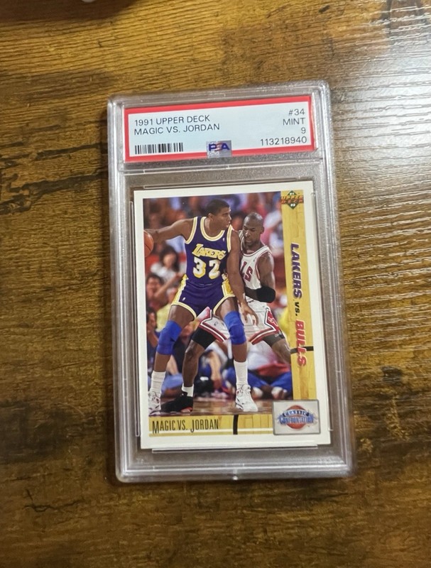 1991-92 Upper Deck Magic vs Jordan PSA 9 Michael Jordan, Magic Johnson #34 