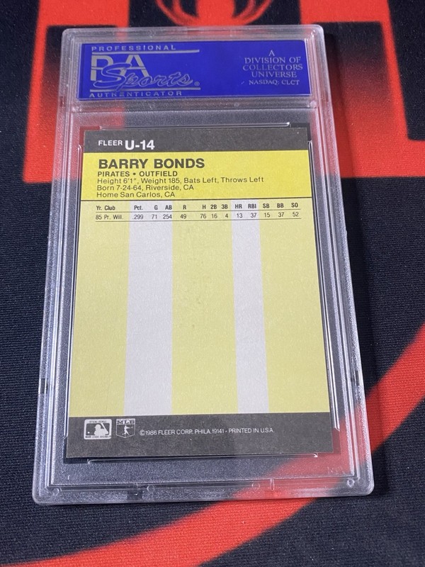 1986 Fleer Update - Barry Bonds #U-14 (RC) PSA 9 view 2