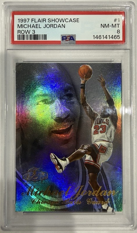 MICHAEL JORDAN 1997/98 FLAIR SHOWCASE HOLO INSERT ROW 3 GRADED PSA 8 VERY RARE