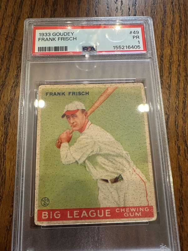 1933 Goudey Frank Frisch #49 PSA 1 PR view 1