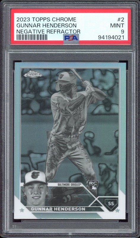 Gunnar Henderson (RC) #2 Negative Refractor 2023 Topps Chrome - PSA 9 - Orioles view 1
