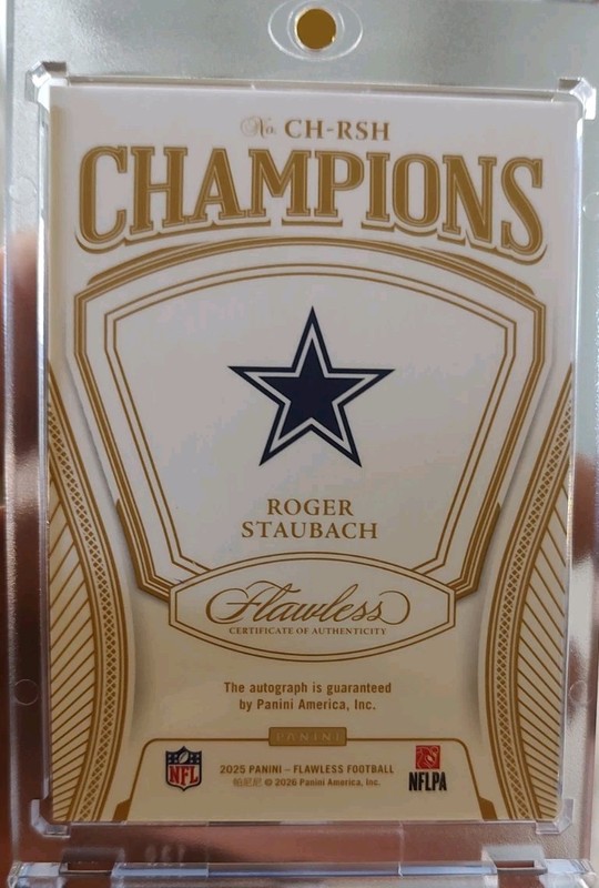 2025 Panini Flawless Roger Staubach Champions Signatures Sapphire Auto  /10 SSP view 2