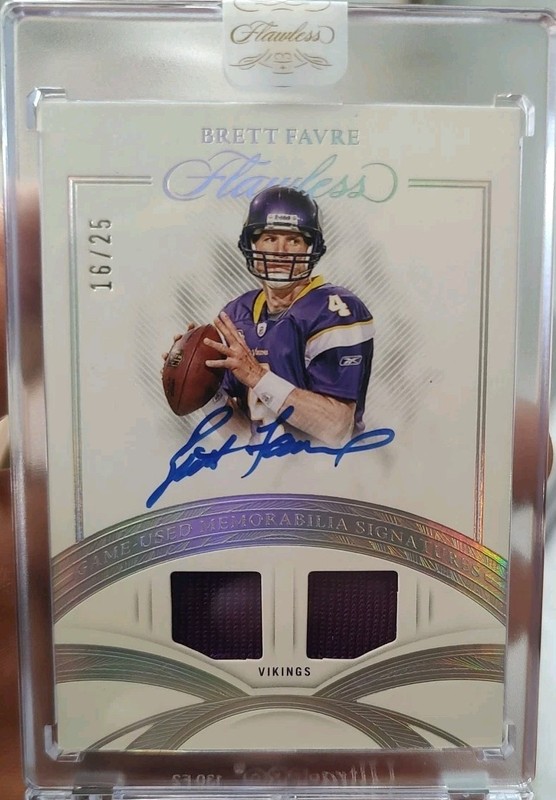 2025 Panini Flawless Brett Favre  Game Worn Dual Patch On Card Auto /25 Sealed