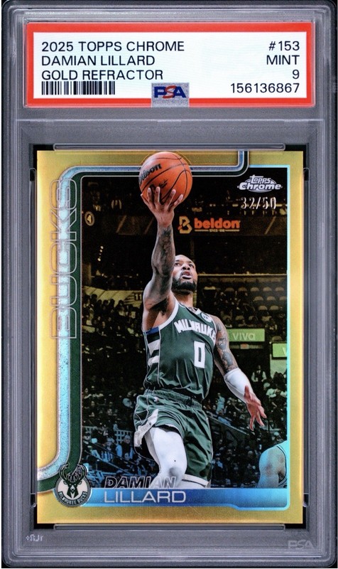 2025 Topps Chrome Damian Lillard Gold Refractor /50 - Psa 9
