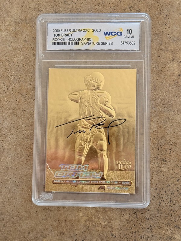 2005 MERRICK MINT 23 K GOLD TOM BRADY CARD WCG AUTO 10 2 SLAB BUNDLE
