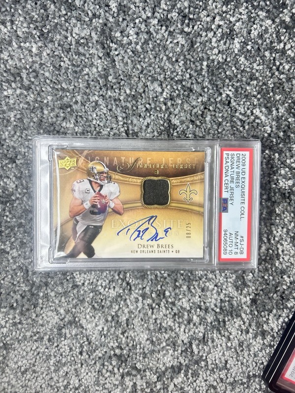Drew Brees 2009 Exquisite Game Worn On Card Auto Patch /25 Psa 8 Auto 10 Pop 1