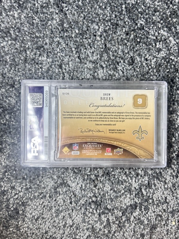 Drew Brees 2009 Exquisite Game Worn On Card Auto Patch /25 Psa 8 Auto 10 Pop 1 view 2
