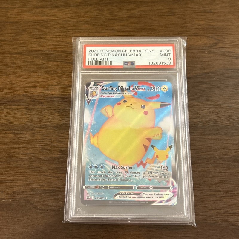 2021 Pokemon Celebrations Surfing Pikachu VMAX 009 Holo PSA 9