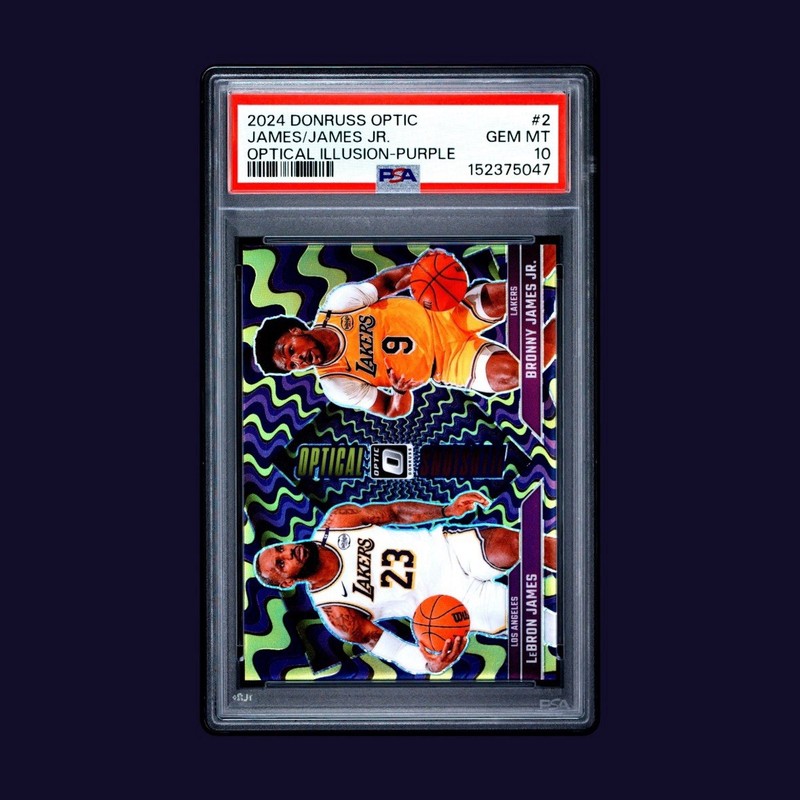 PSA 10 💎 2024 Donruss Optic LeBron James/Bronny James Optical Illusions Lakers