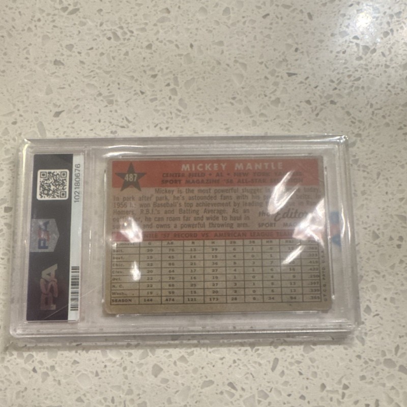 Topps 1958 Mickey Mantle '58 All-Star Selection #487 Yankees PSA 1.5 view 2