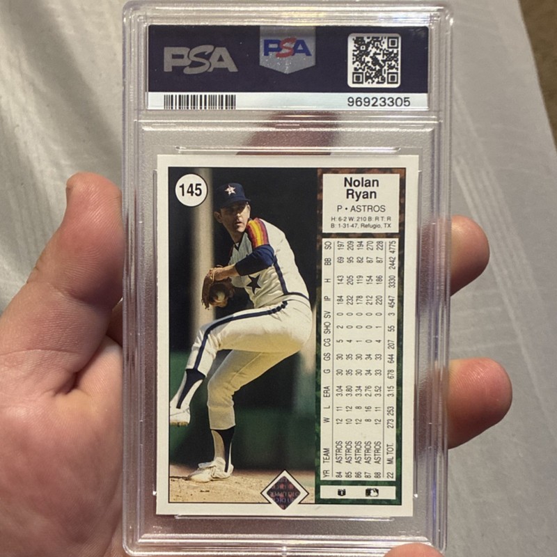 1989 Upper Deck Nolan Ryan #145 Houston Astros PSA 9 Graded Baseball Card view 2