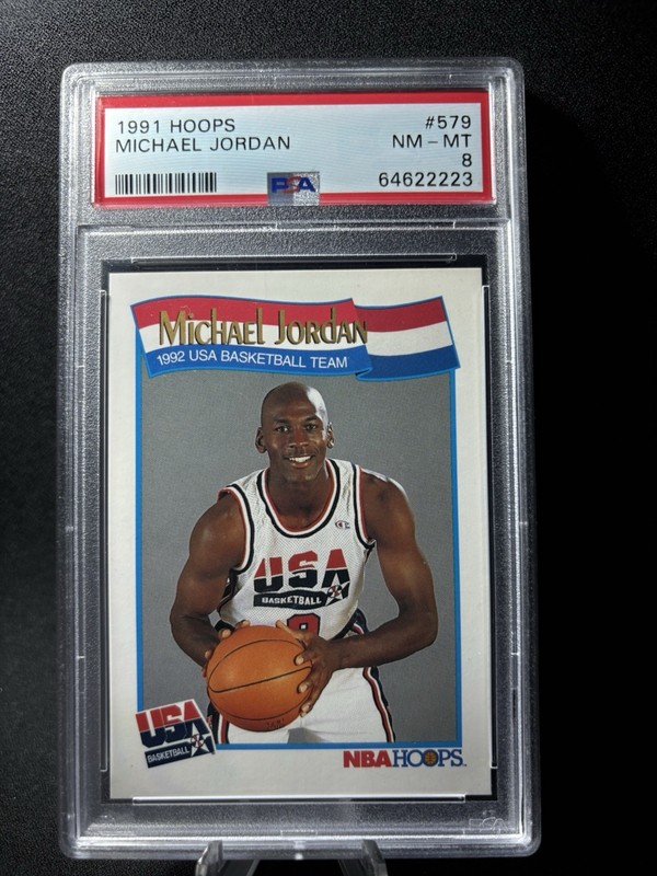 NBA Hoops 1991-92 Michael Jordan #579 PSA 8 USA Basketball Olympic Games
