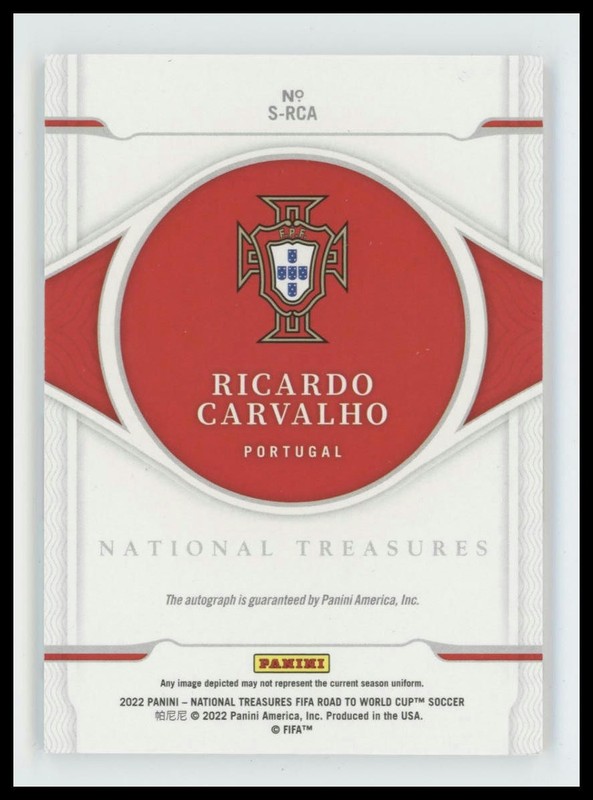 2022 National Treasures FIFA World Cup Ricardo Carvalho Sapphire Auto /49 view 2