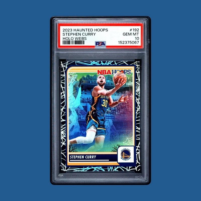 💎🐐💎PSA 10 STEPHEN CURRY 2023 Panini Haunted Hoops HOLO WEBS Card #192 SP GSW