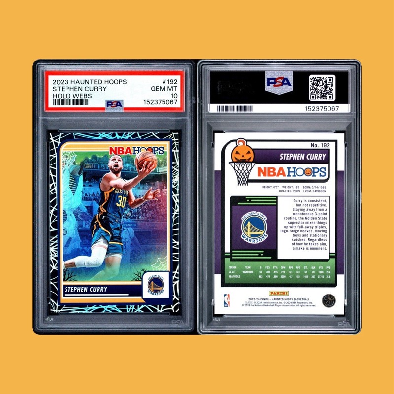 💎🐐💎PSA 10 STEPHEN CURRY 2023 Panini Haunted Hoops HOLO WEBS Card #192 SP GSW view 2