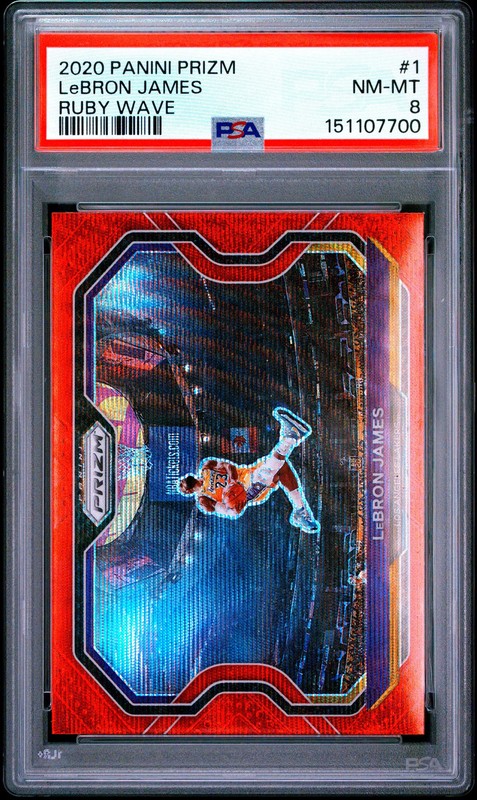 2020 Panini Prizm LeBron James #1 Ruby Wave PSA 8