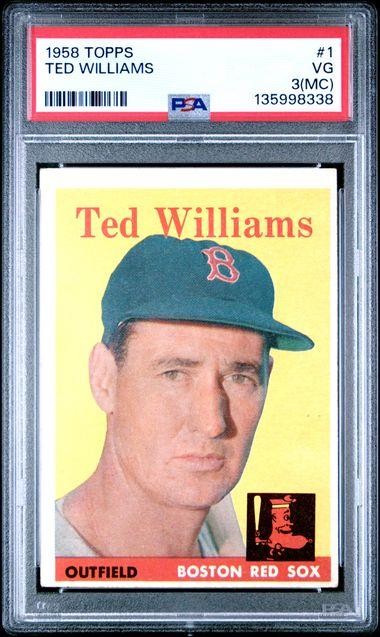 1958 Topps Original MLB Baseball Card TED WILLIAMS #1 Red Sox PSA 3mc