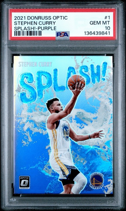 Panini 2021-22 Donruss Optic Splash! Stephen Curry #1 Purple Prizm PSA 10