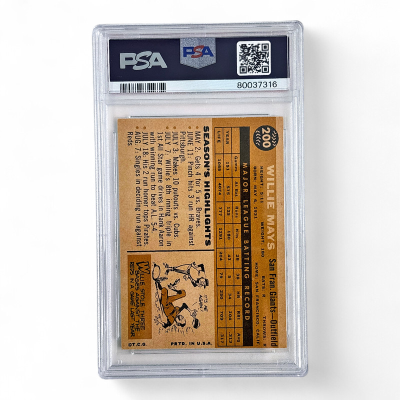 1960 Topps Willie Mays #200 Graded EX PSA 5 view 2